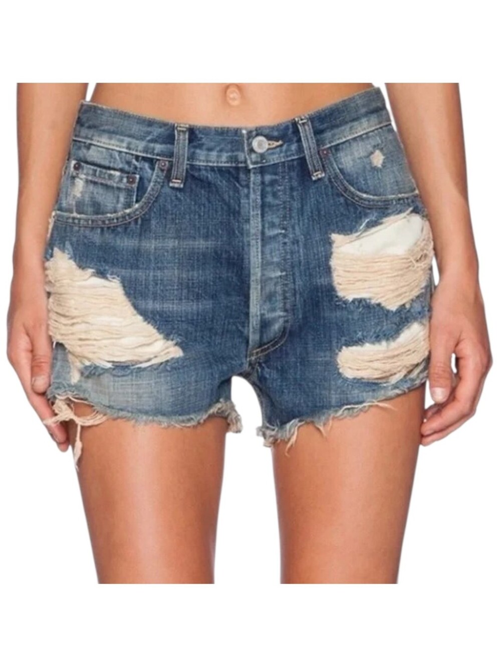 AGOLDE Parker Distressed Button Fly Denim Shorts In 27
